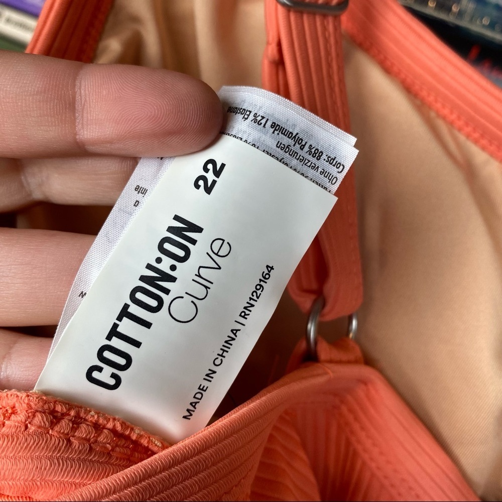 Women's Cotton On Body Swimwear Plus Size 22 Orange Sleeveless One-Piece - Picture 12 of 12